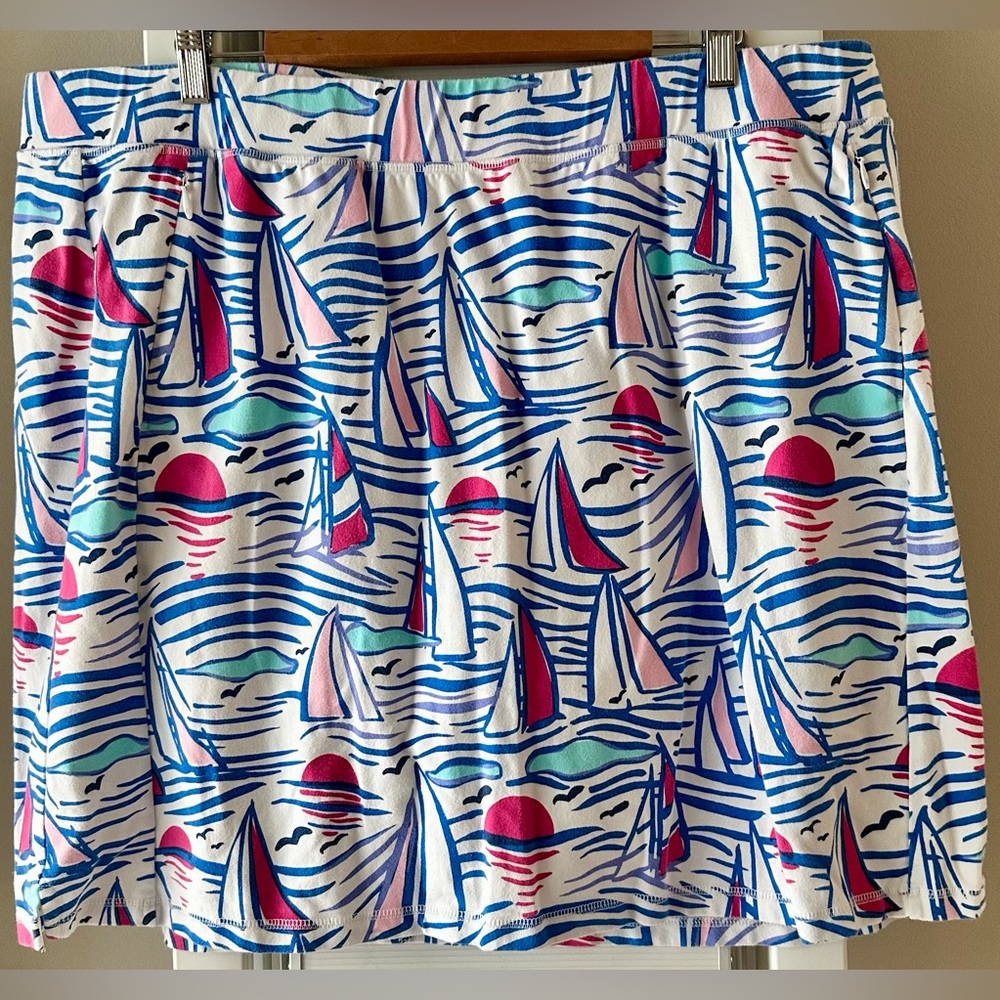 Talbots Multicolor Sailboat Print Skort
